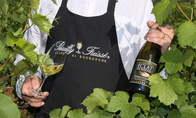 Pouilly-Fuissé-omslagsbild-man-bland-vilöv-med-flaska-och-glas