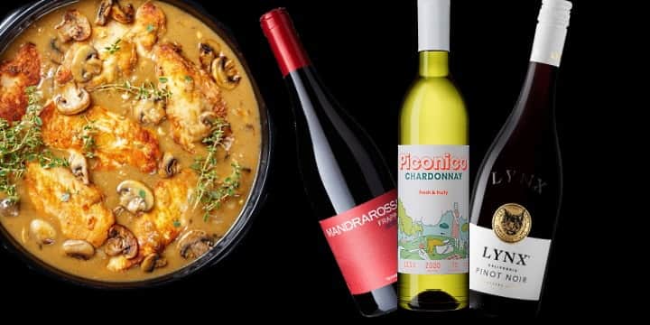 vinförslag till kyckling Marsala - omslagsbild med rätten