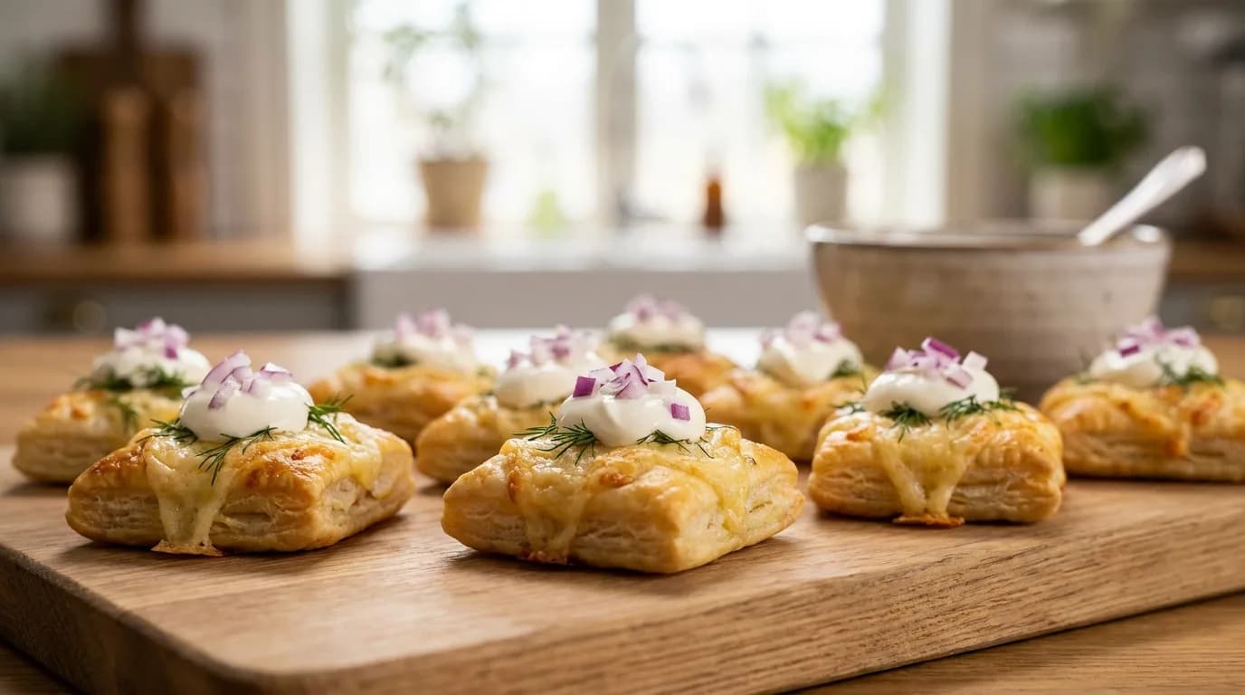 Västerbottensost-snittar på ett fat med suddig bakgrund, aptitretande och inbjudande.