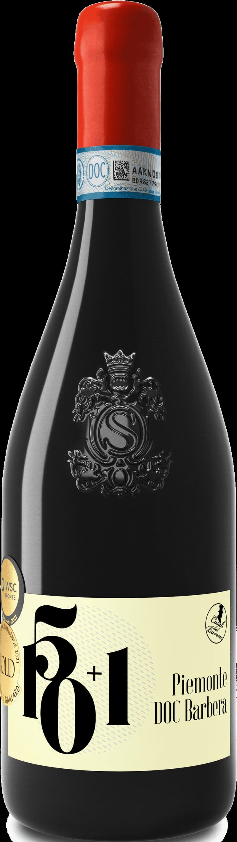 Flaska med rött barberavin på 150 cl
