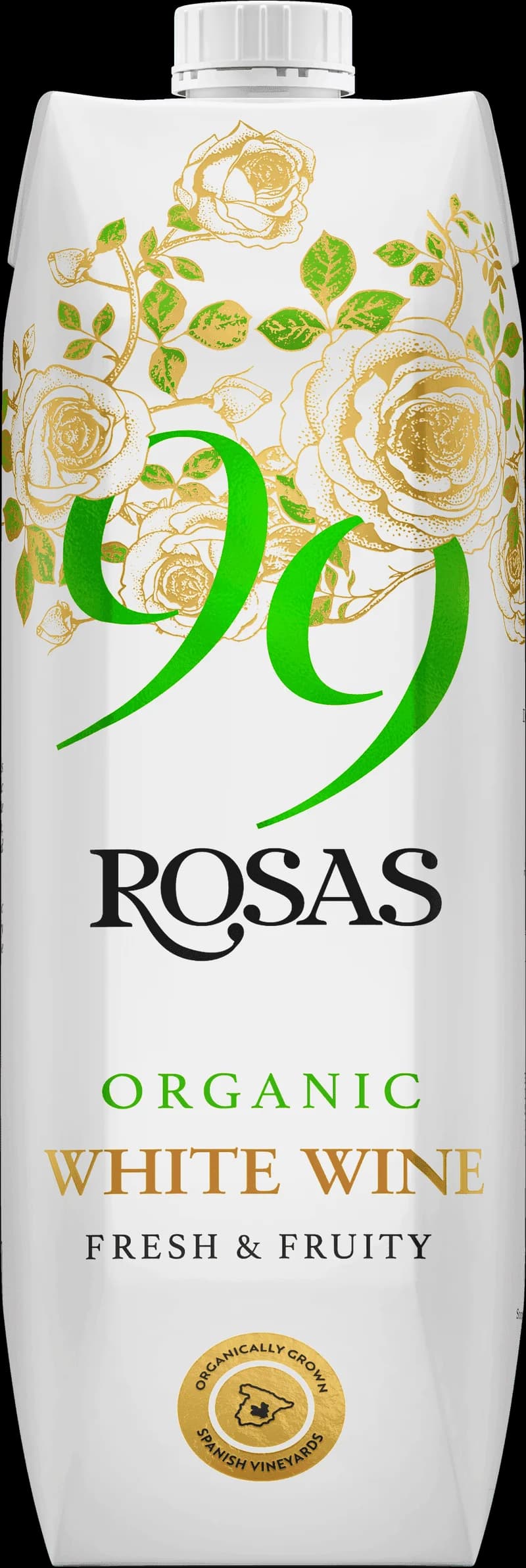 Flaska av 99 Rosas vitt vin på en ljus bakgrund.