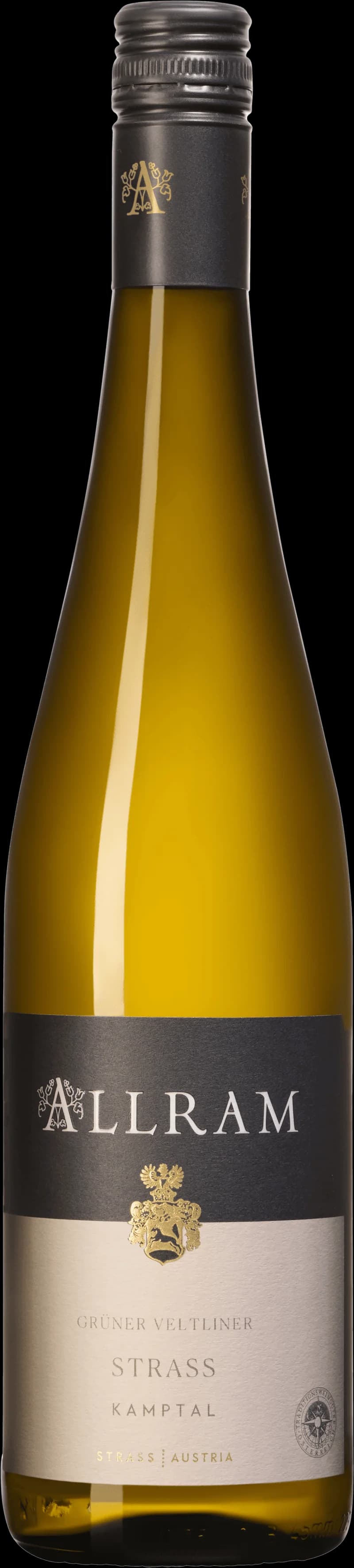 Flaska med vitt vin från Allram