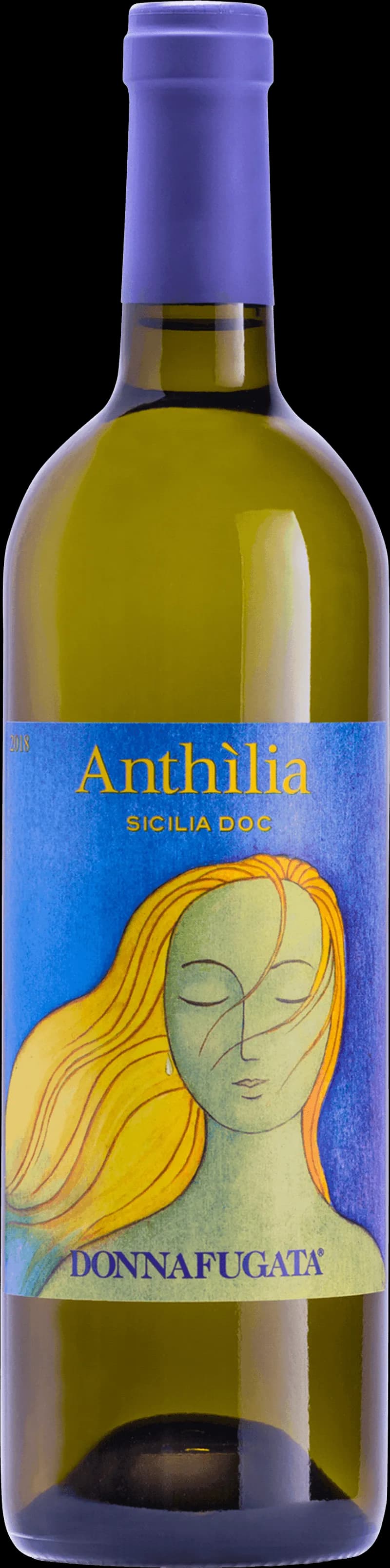 Flaska Anthilia vitt vin mot ljus bakgrund