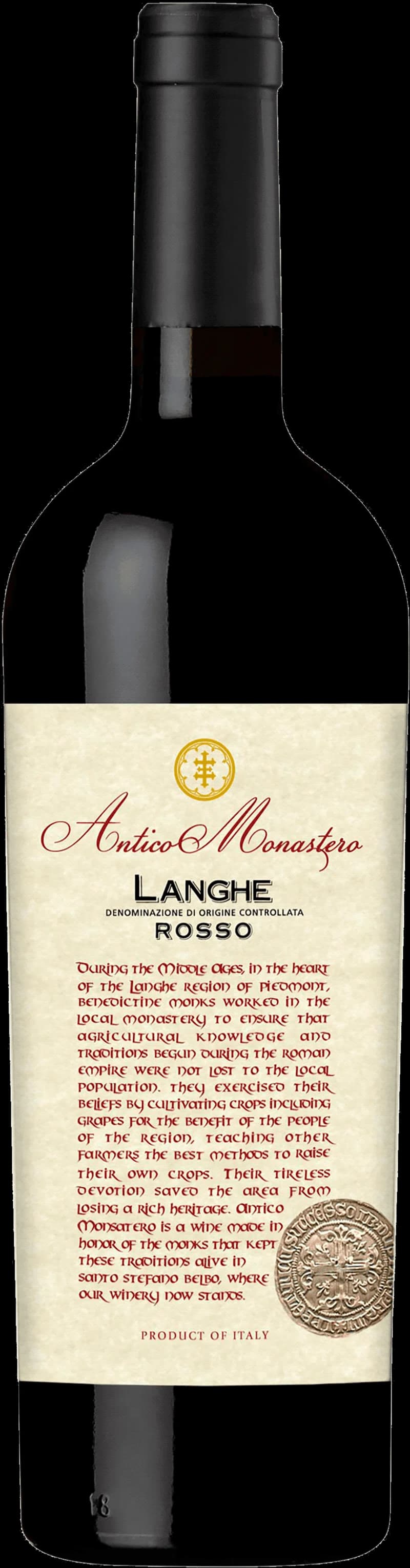 Flaska av rött vin från Antico Monastero