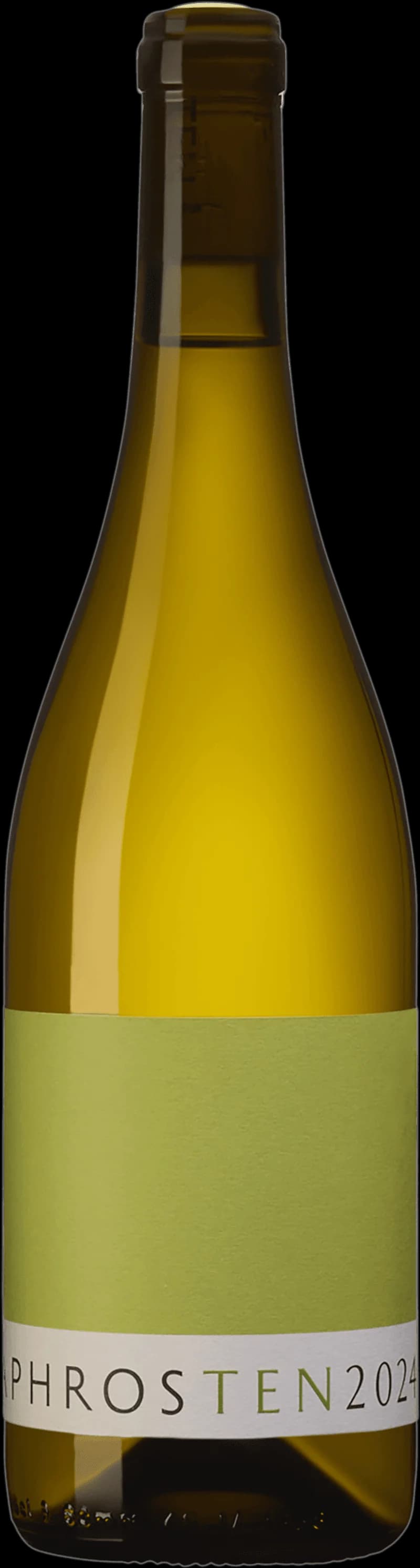 Flaska och glas med vitt vin från Aphros vingård