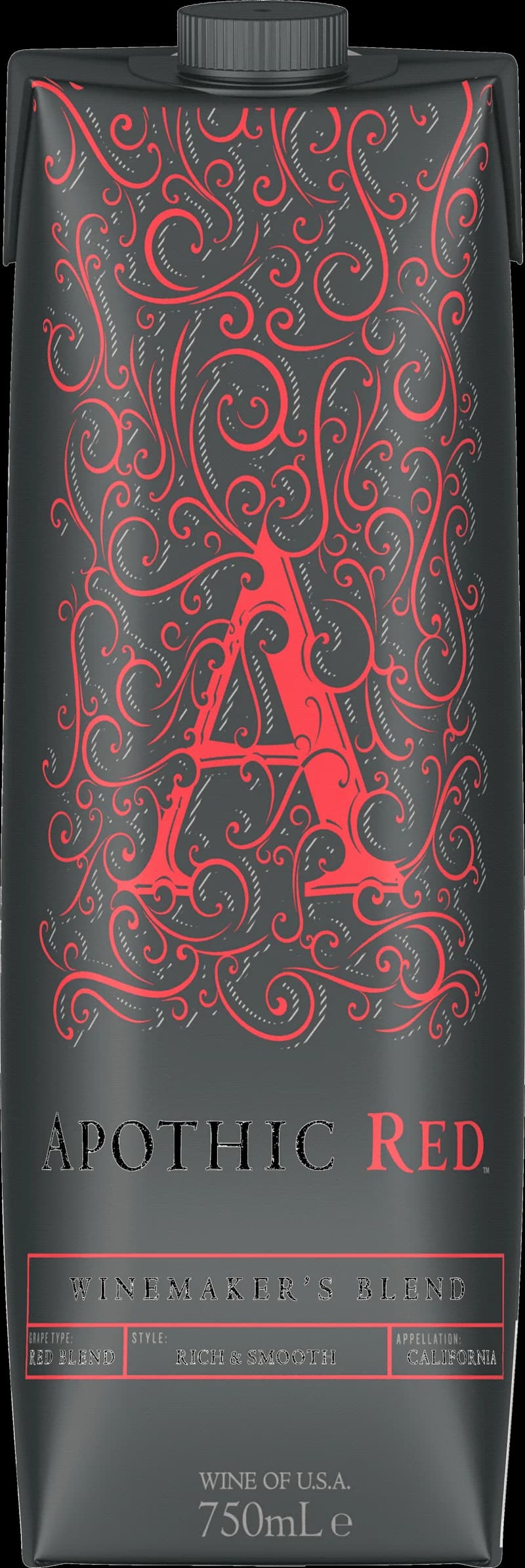 Flaska av Apothic Red rött vin mot mörk bakgrund