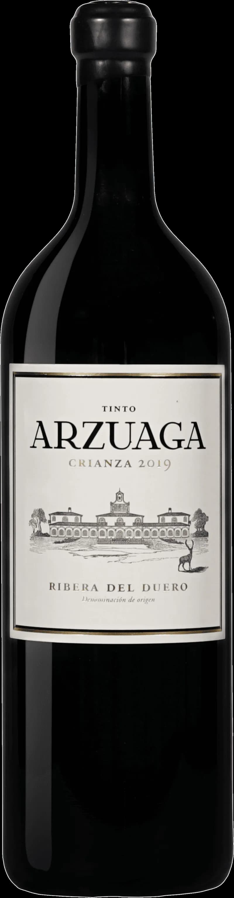 Flaska med Arzuaga rött vin på en bordsservering.