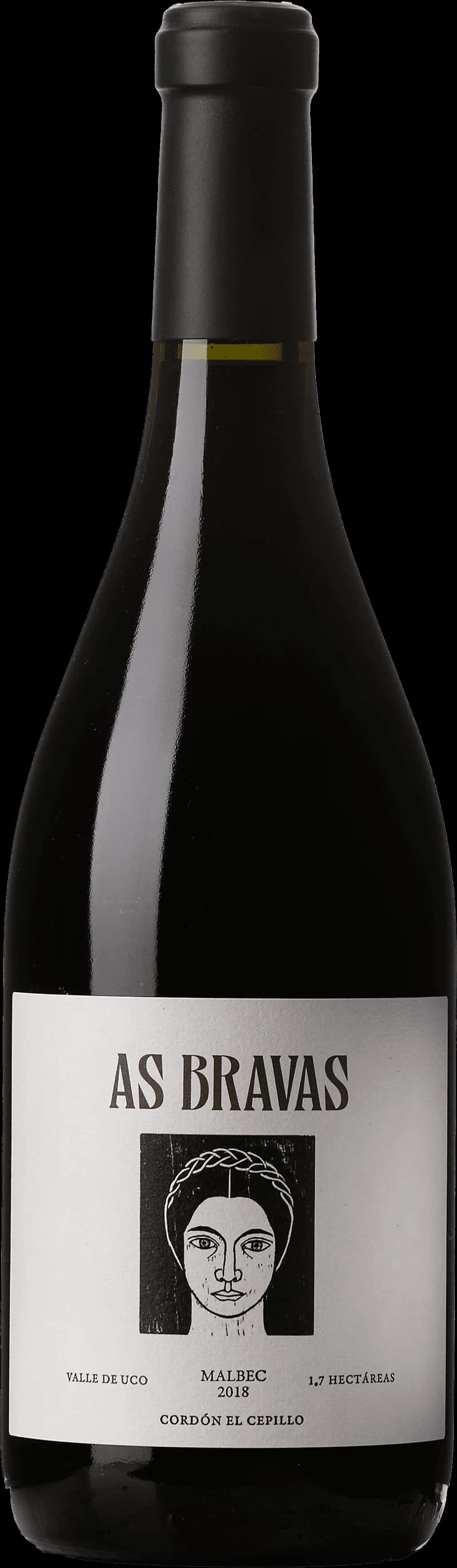 Flaska av rött vin As Bravas El Cepillo mot en enkel bakgrund.