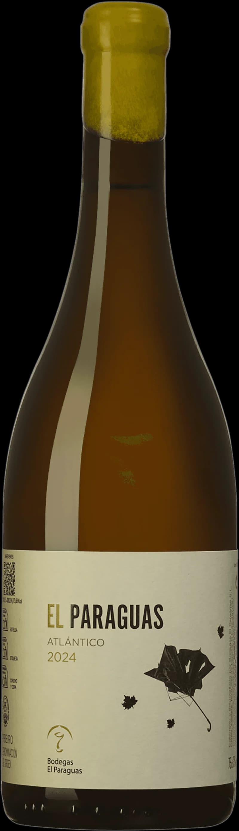Flaska med Atlântico vitt vin på en ljus bakgrund.