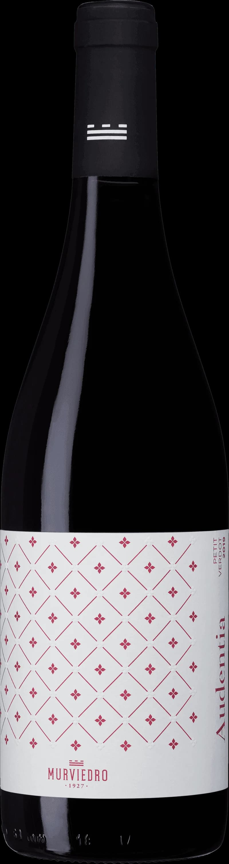 Flaska av rött vin från Audentia