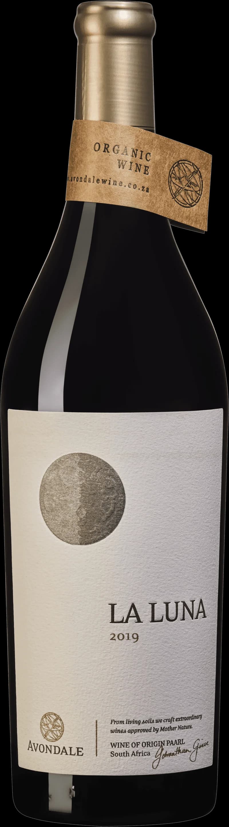Flaska med Avondale rött vin på en bordduk