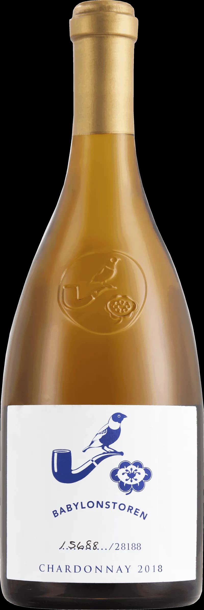 Babylonstoren vitt vin i ett vinglas mot en ljus bakgrund.