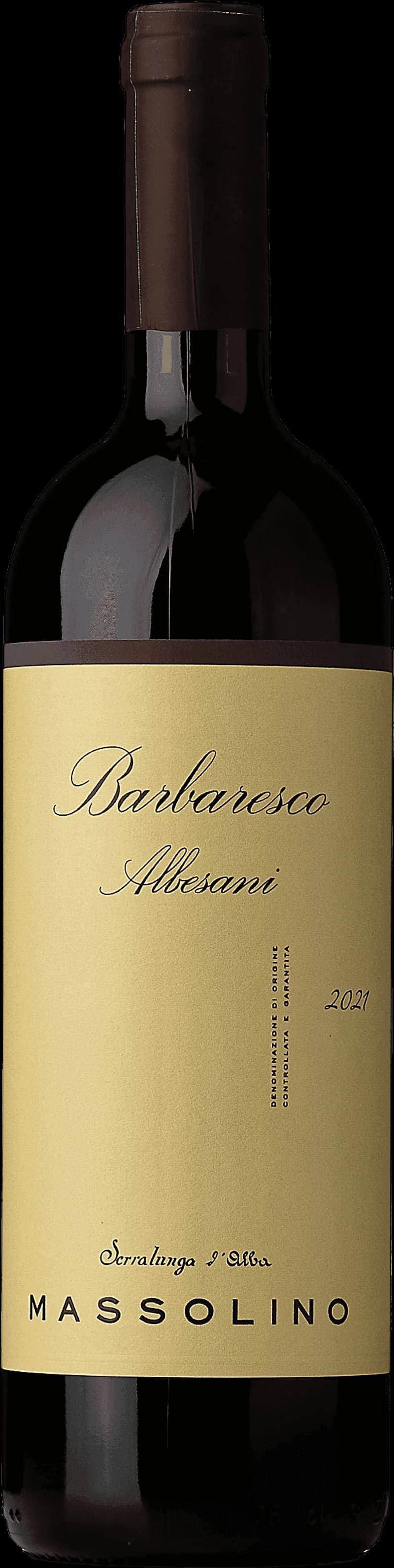 Flaska Barbaresco Albesani rött vin från Piemonte, Italien.