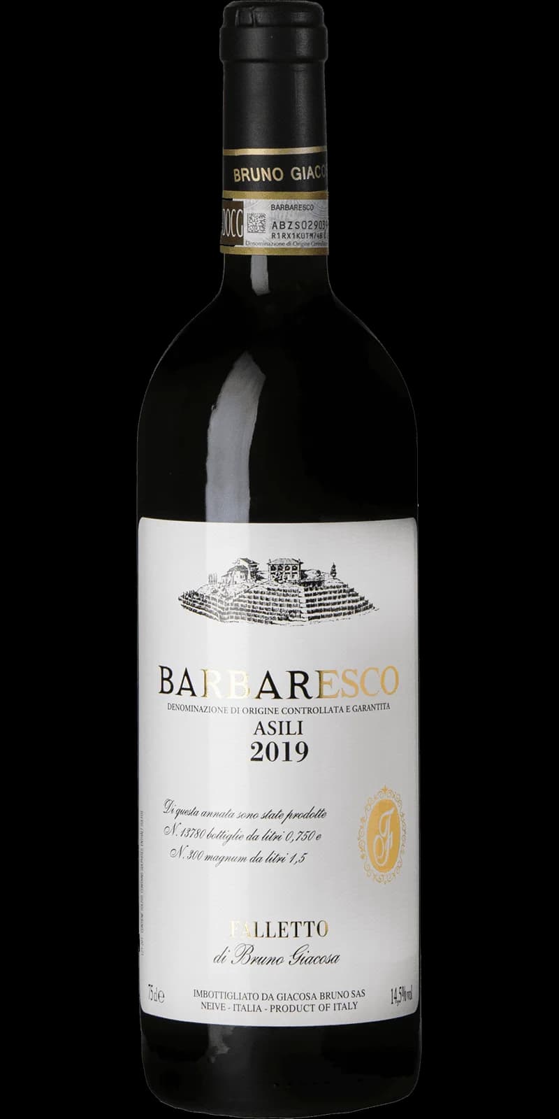 Flaska Barbaresco Asili rött vin från Piemonte, Italien.