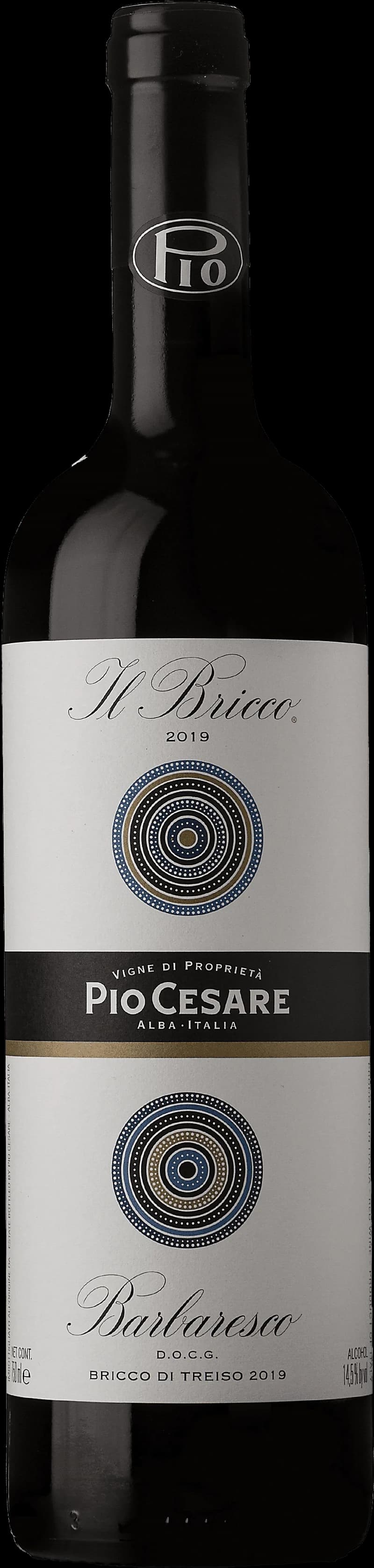 Flaska Barbaresco Il Bricco rött vin mot neutral bakgrund.
