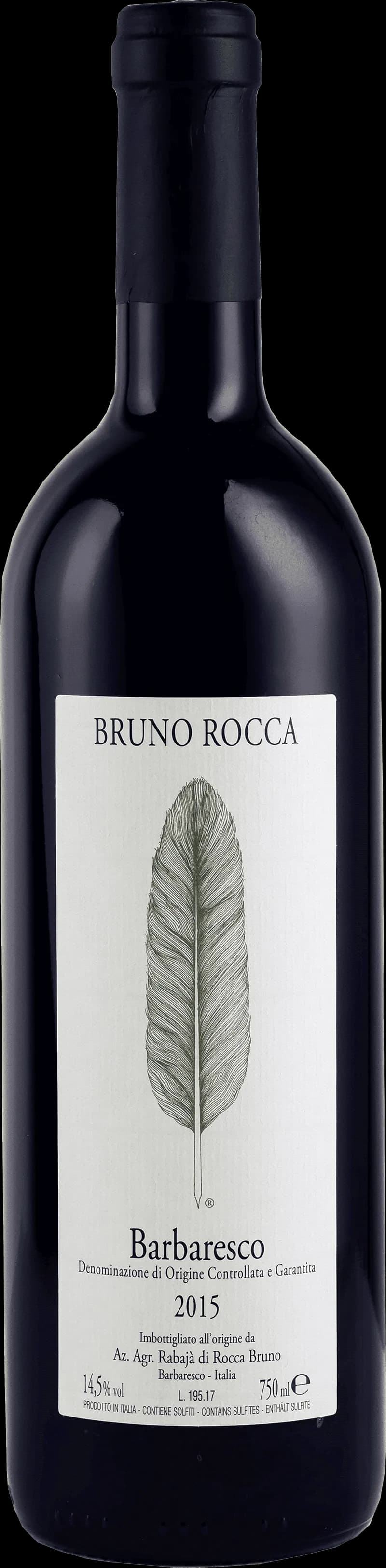 Flaska Barbaresco rött vin på bordet
