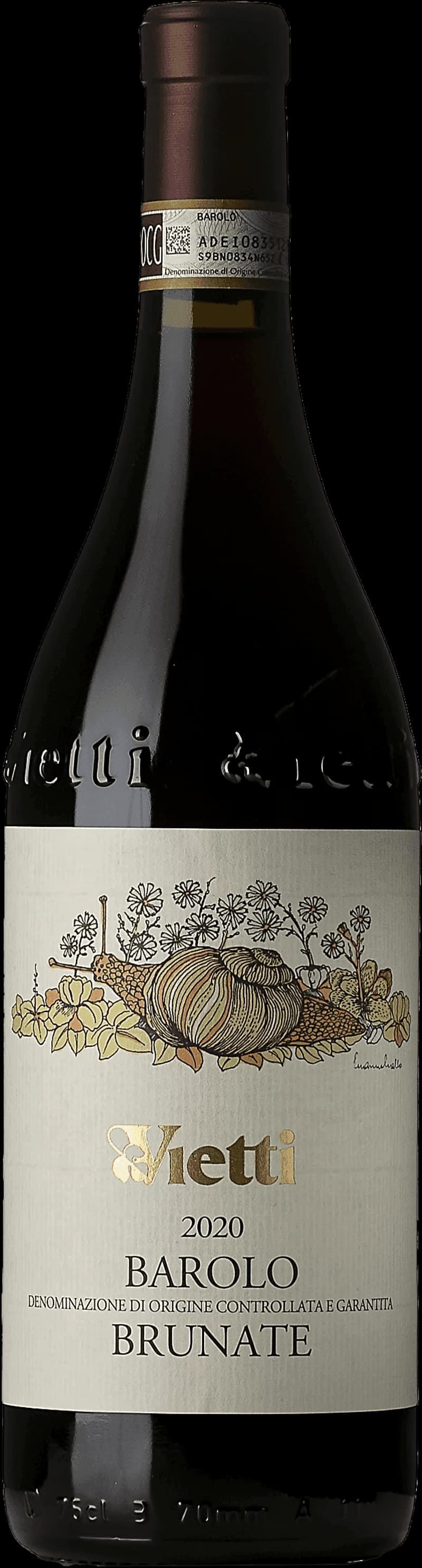 Flaska av rött vin från Barolo Brunate