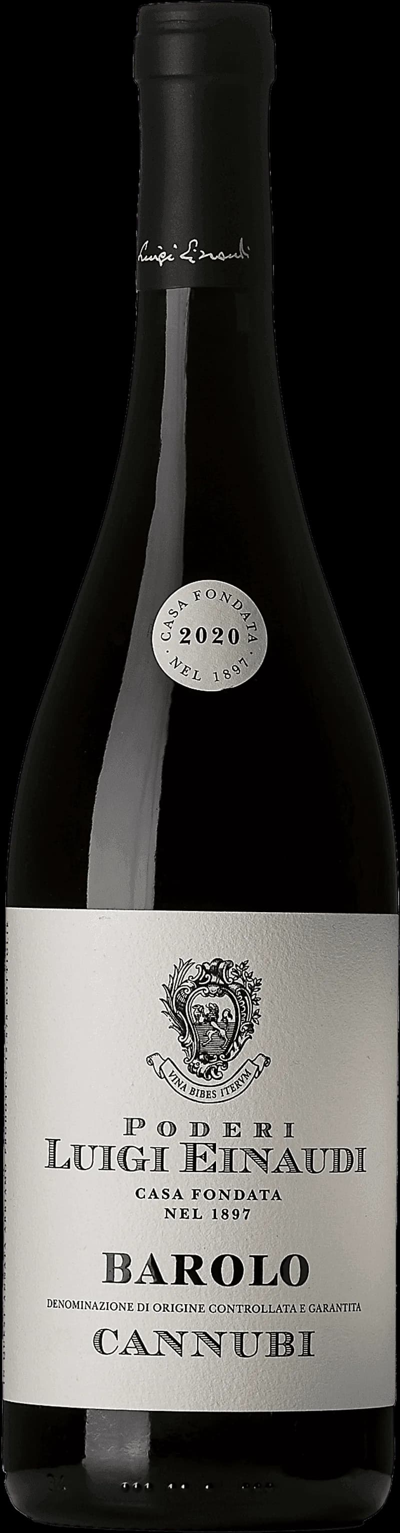 Flaska av rött vin från Barolo Cannubi på en mörk bakgrund.