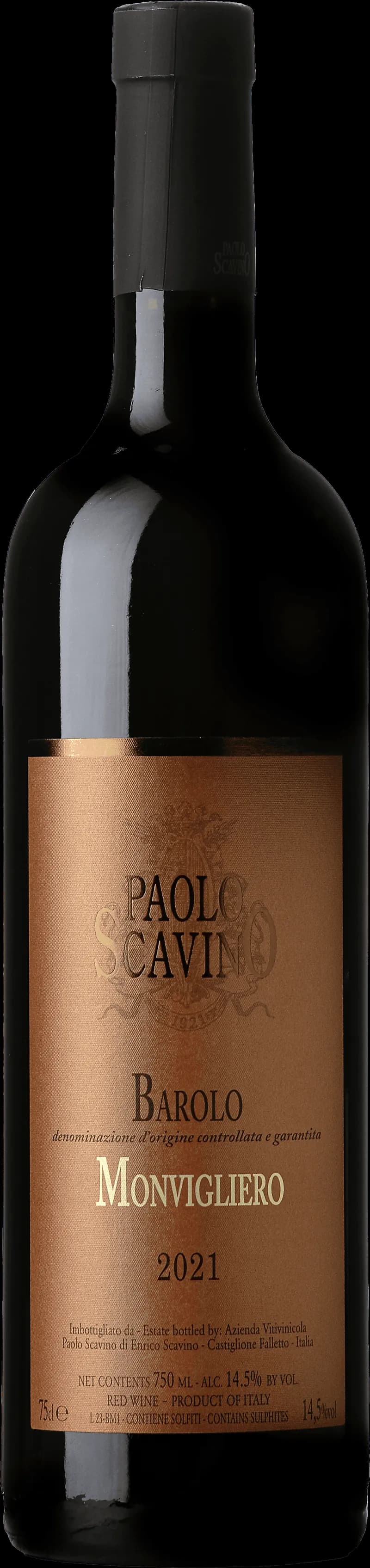 Flaska Barolo Monvigliero rött vin från Piemonte, Italien.