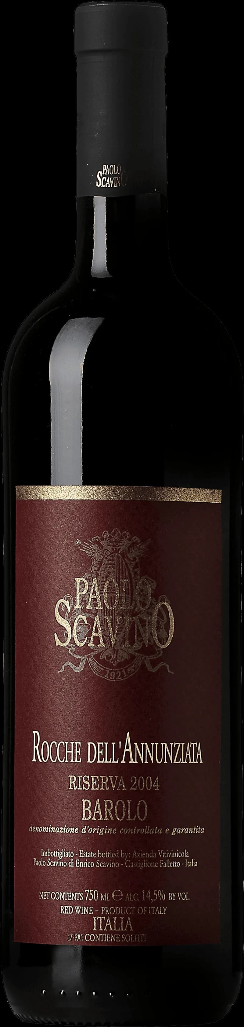 Flaska Barolo Riserva Rocche dell'Annunziata rött vin från Piemonte