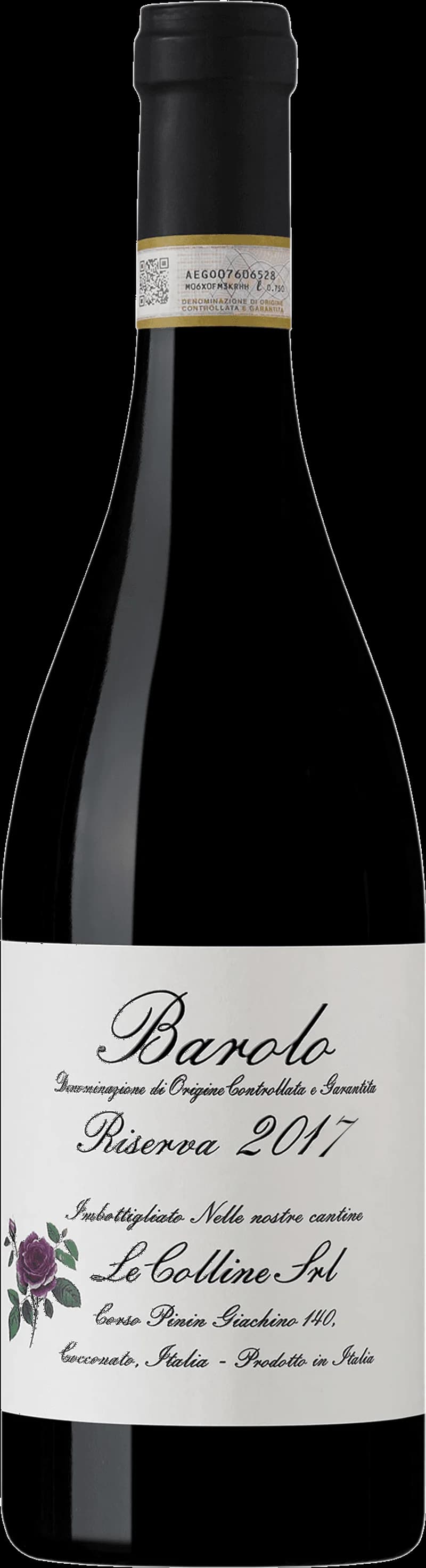 Flaska Barolo Riserva rött vin mot mörk bakgrund