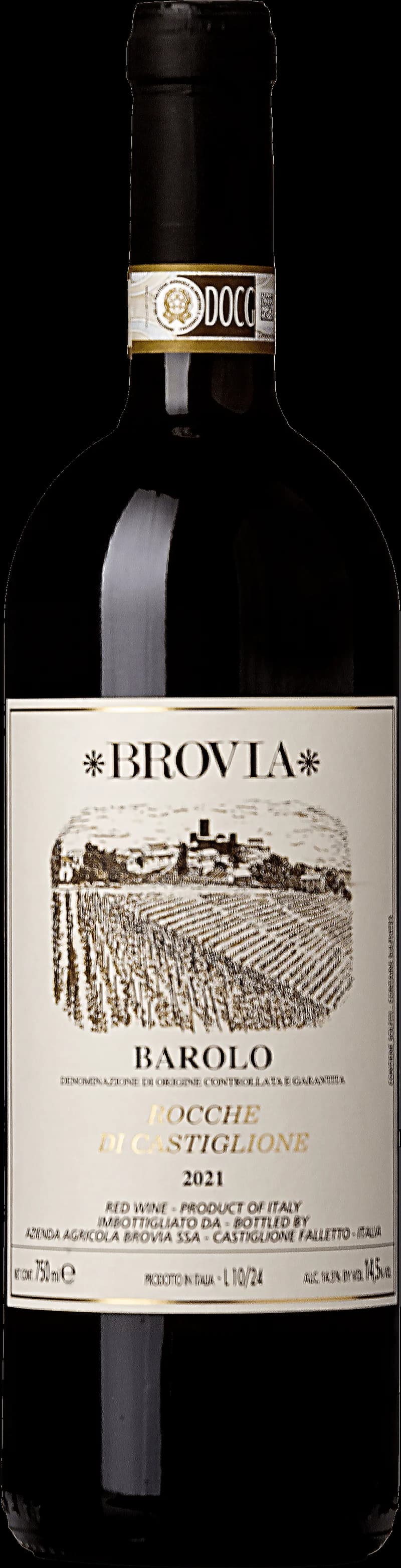 Flaska Barolo Rocche di Castiglione rött vin från Piemonte