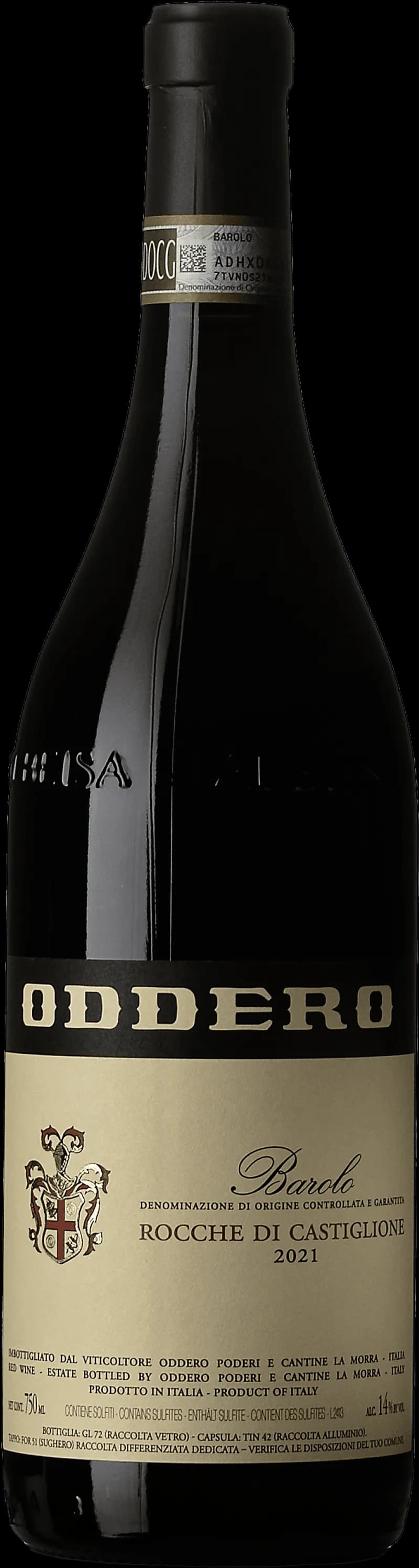 Flaska Barolo Rocche di Castiglione rött vin från Piemonte