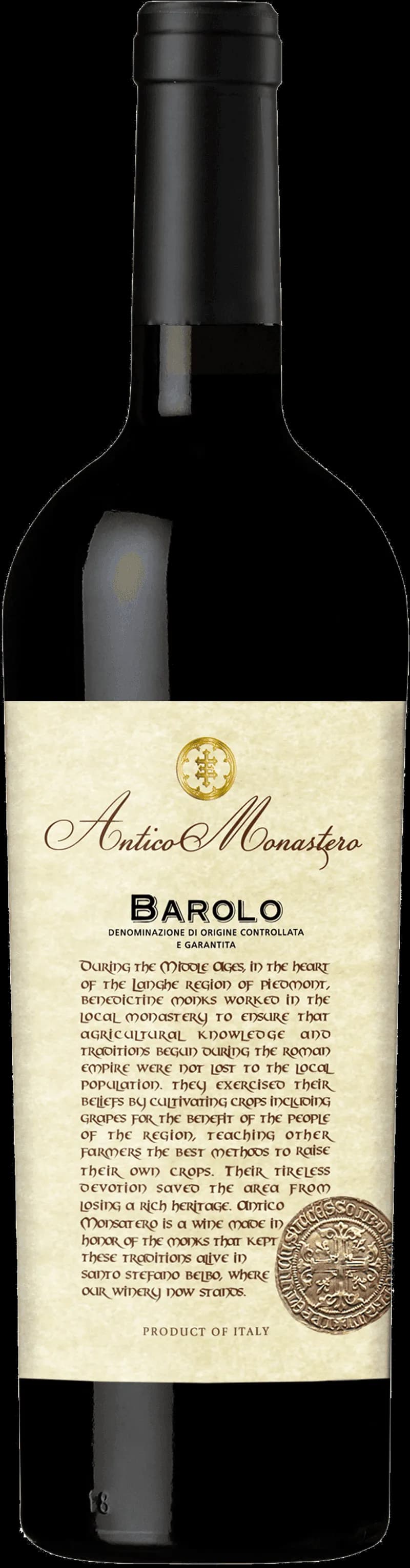 Ett glas Barolo rött vin på ett bord.