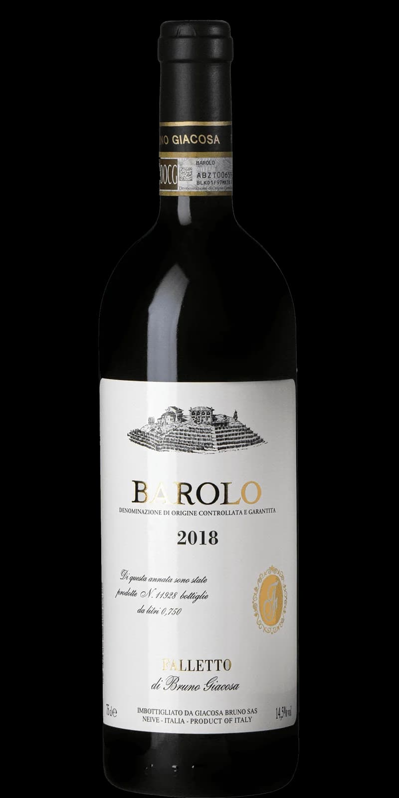 Ett glas rött Barolo-vin på ett bord.