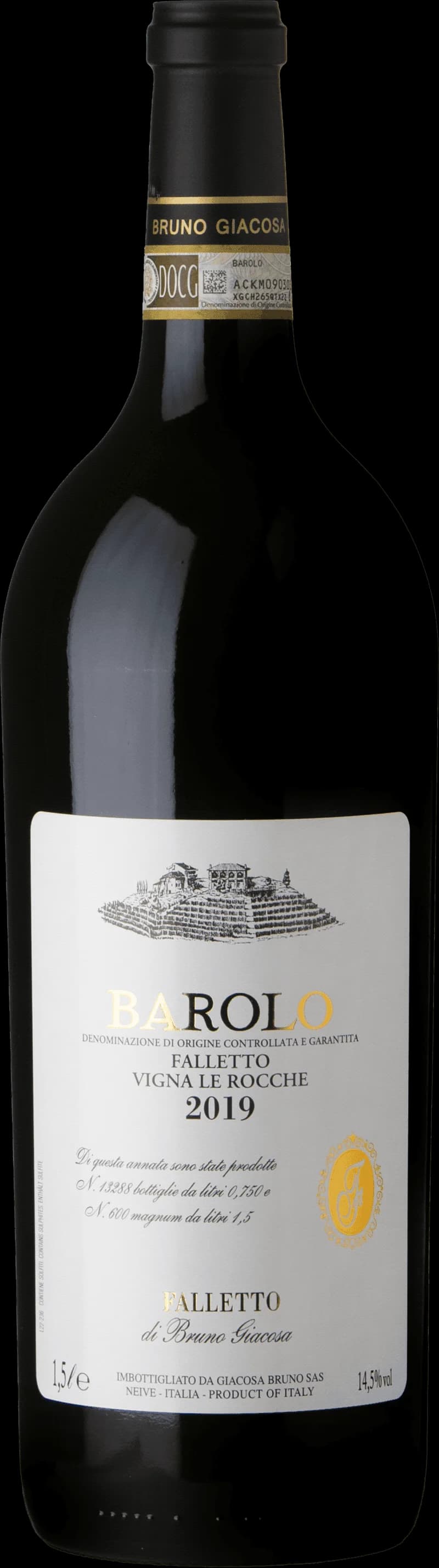 Ett glas fyllt med rött Barolo-vin på ett bord.