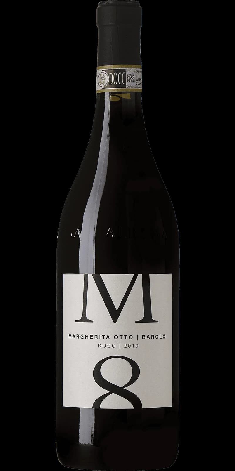 Ett glas fyllt med mörkrött Barolo-vin mot en neutral bakgrund.