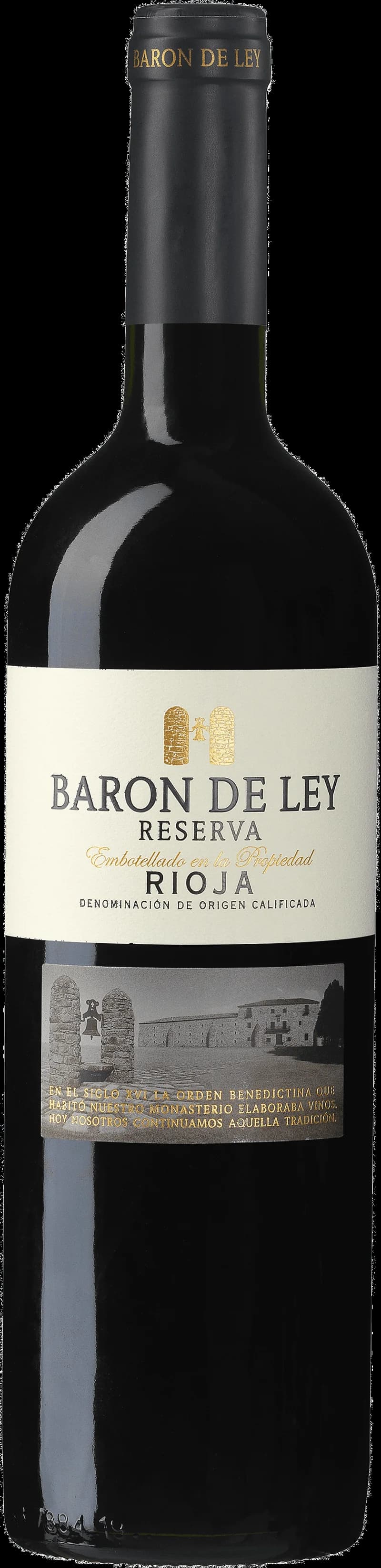 Baron de Ley rött vin i ett vinglas på ett bord