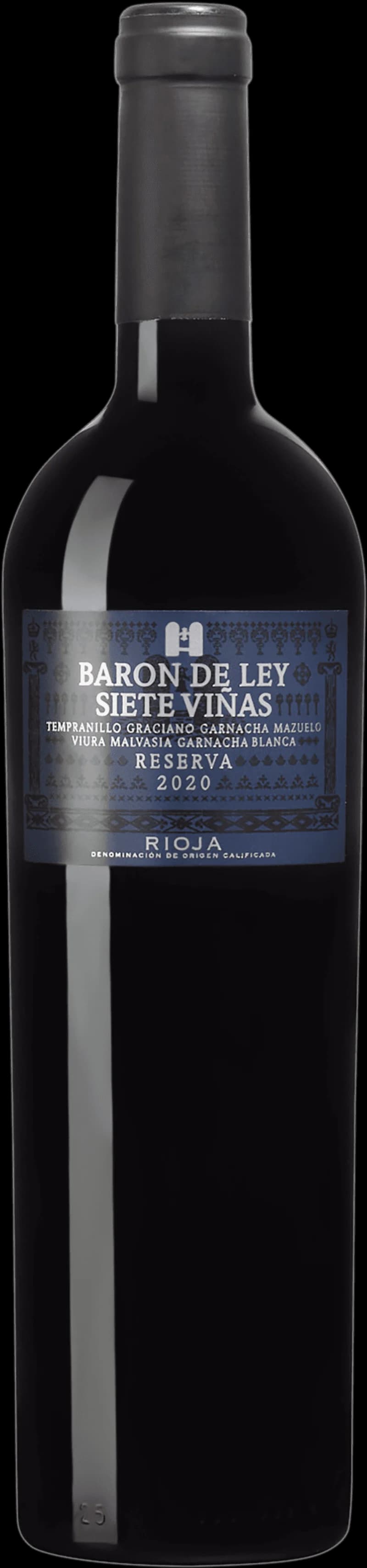 Flaska av Baron de Ley rött vin på bordet.