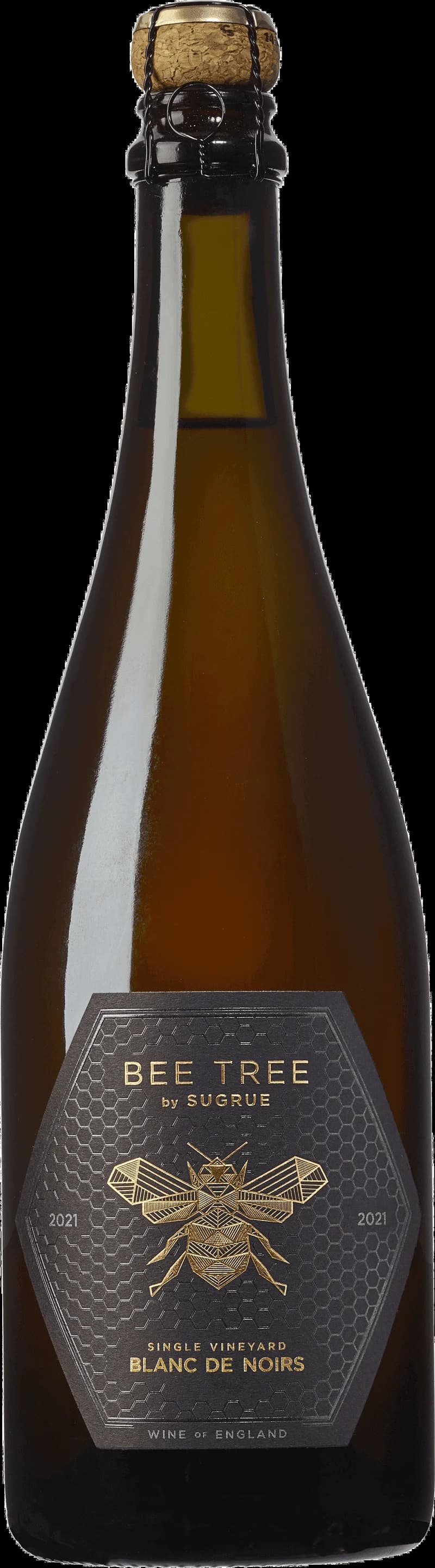 Flaska Bee Tree by Sugrue mousserande vin mot en neutral bakgrund.