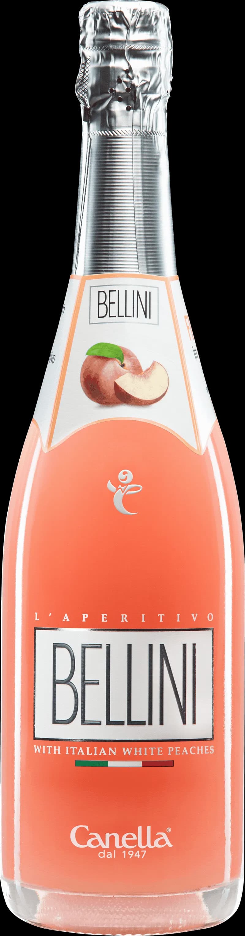 Bellini smaksatt vin och fruktvin i ett glas