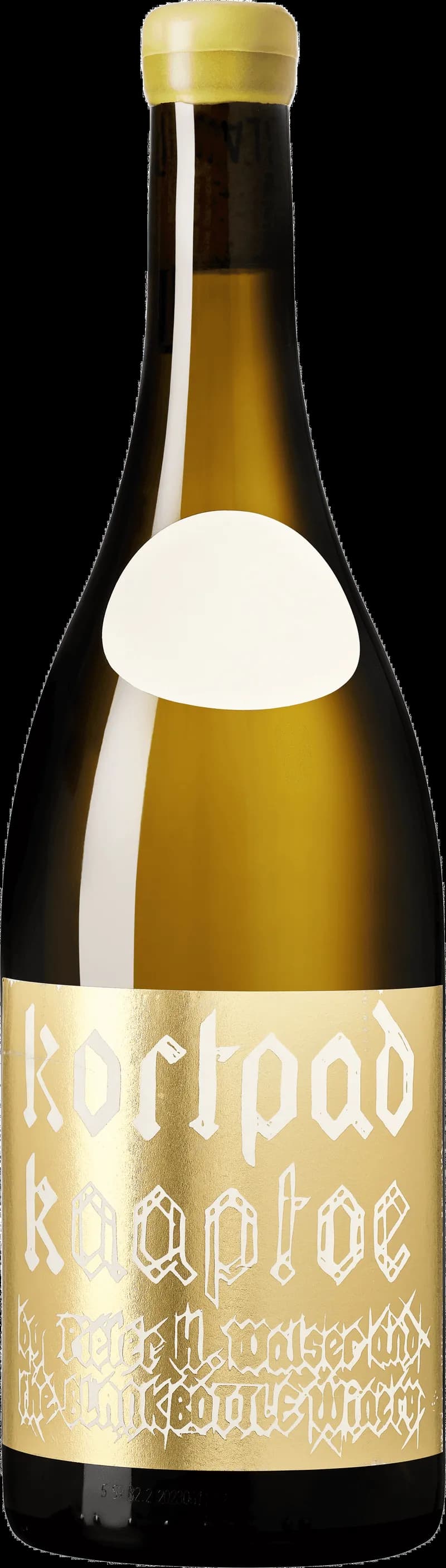 Blankbottle vitt vin i ett glas mot en neutral bakgrund