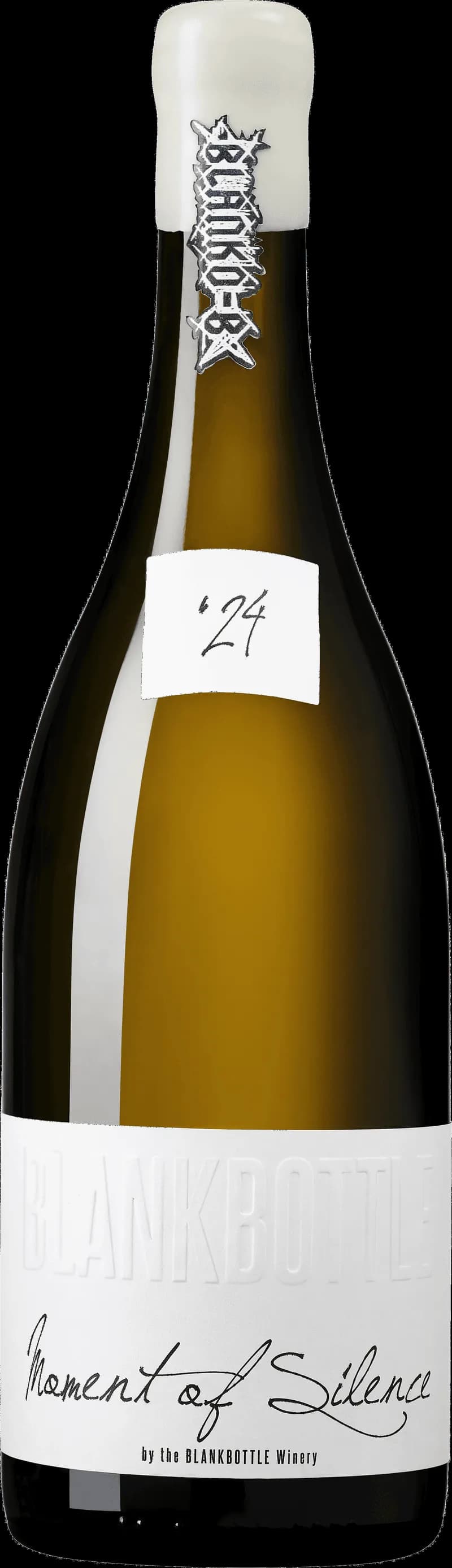 Blankbottle vitt vin i ett glas mot en neutral bakgrund