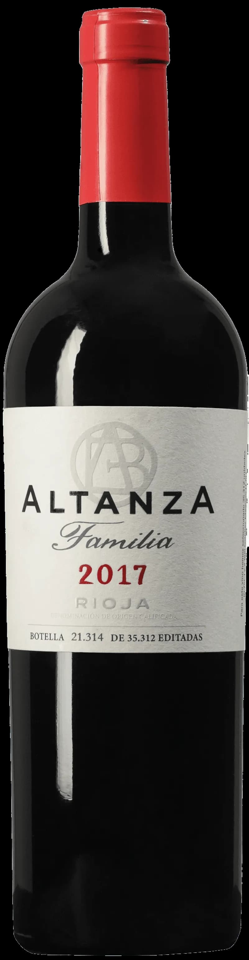 Flaska av rött vin från Bodegas Altanza på en bordsservering.