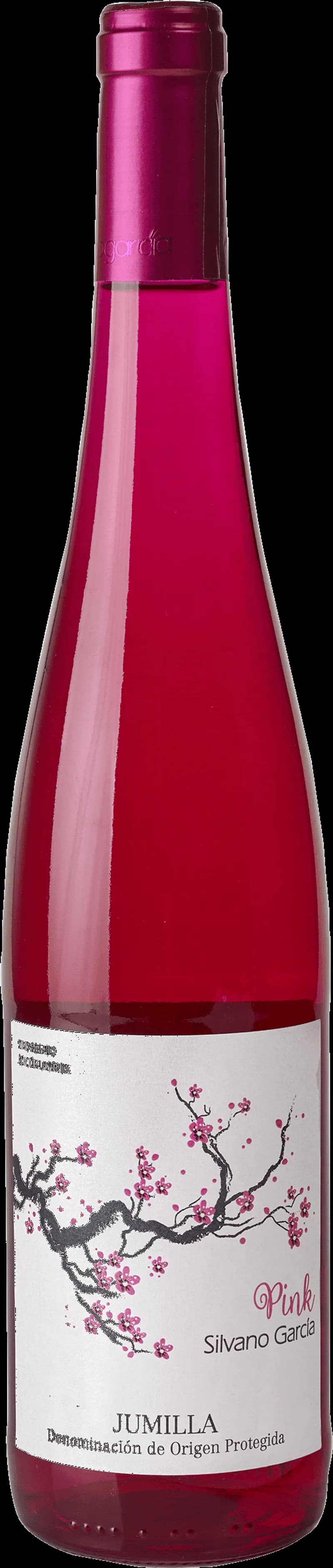 Flaska med Bodegas Silvano Garcia rosévin mot en neutral bakgrund.