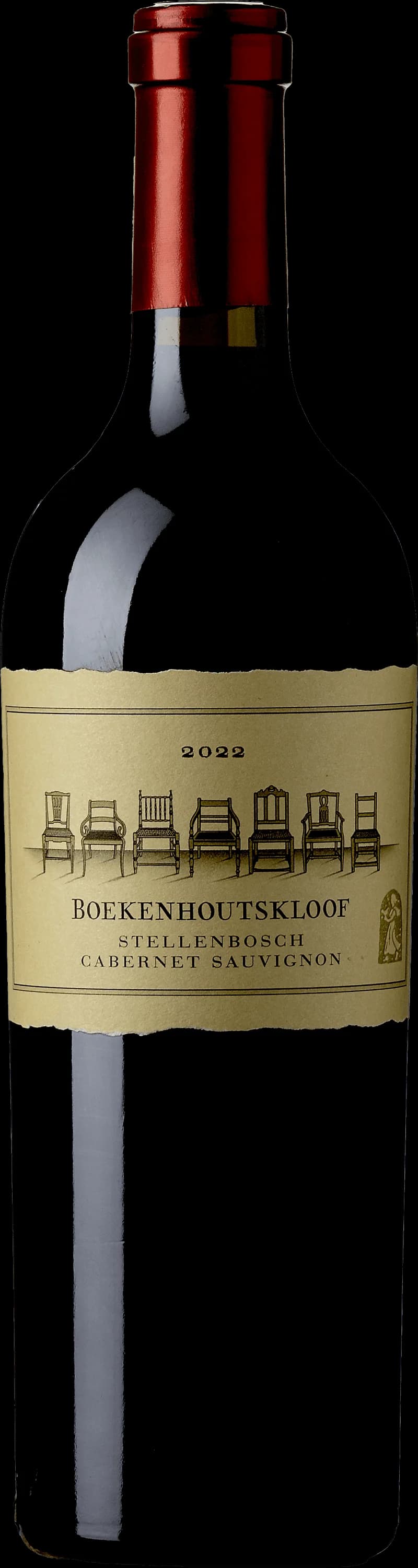 Flaska Boekenhoutskloof rött vin mot mörk bakgrund