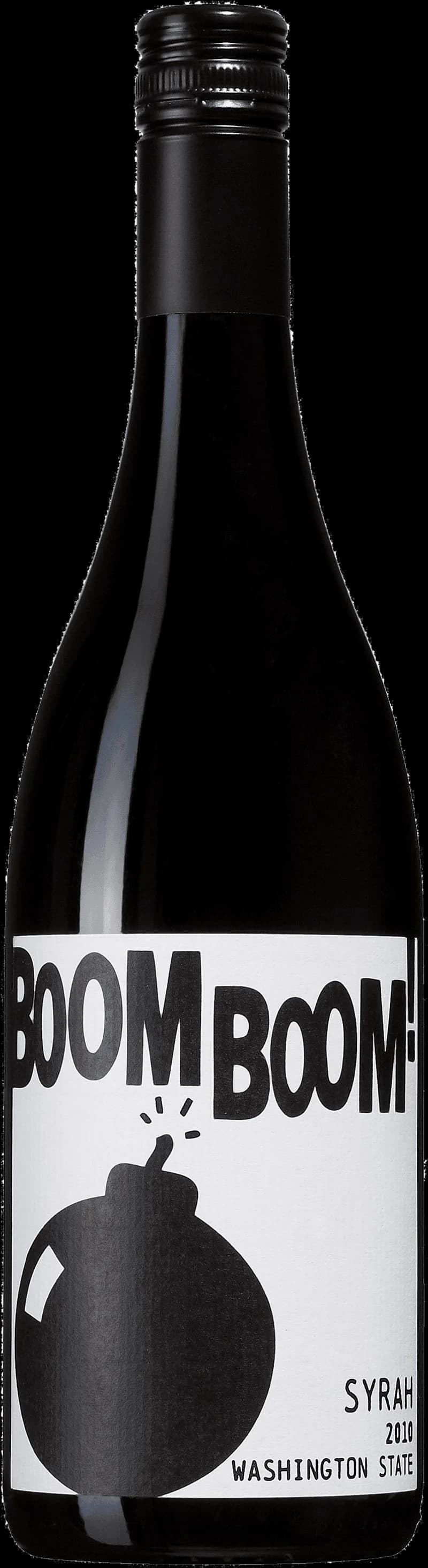 Flaska av rött vin Boom Boom på en bordsservering.