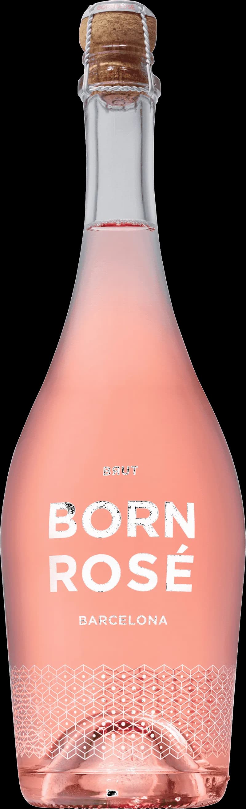Flaska med Born mousserande vin mot ljus bakgrund