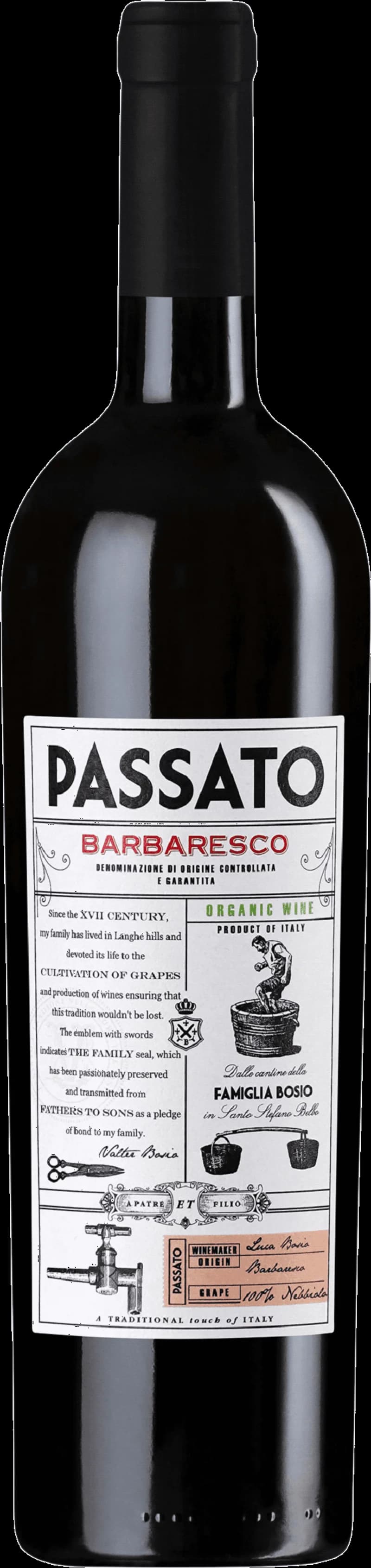 Flaska med Bosio rött vin på en bordsservering