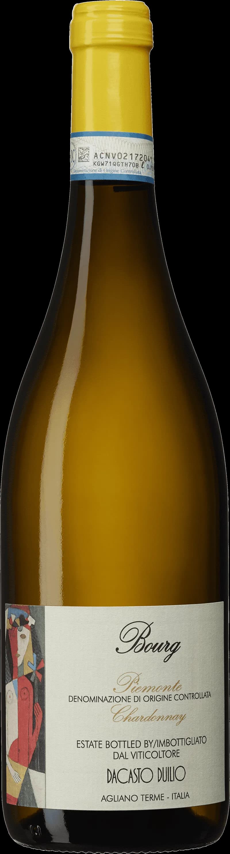 Flaska bourgogne vitt vin mot ljus bakgrund