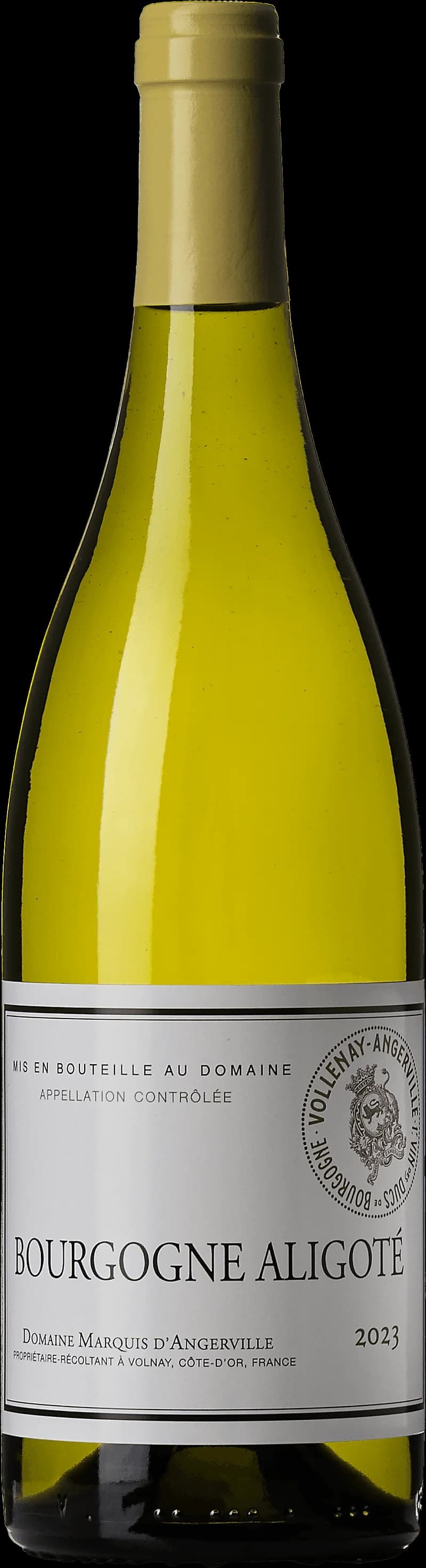 Flaska av vitt vin Bourgogne Aligoté från Bourgogne