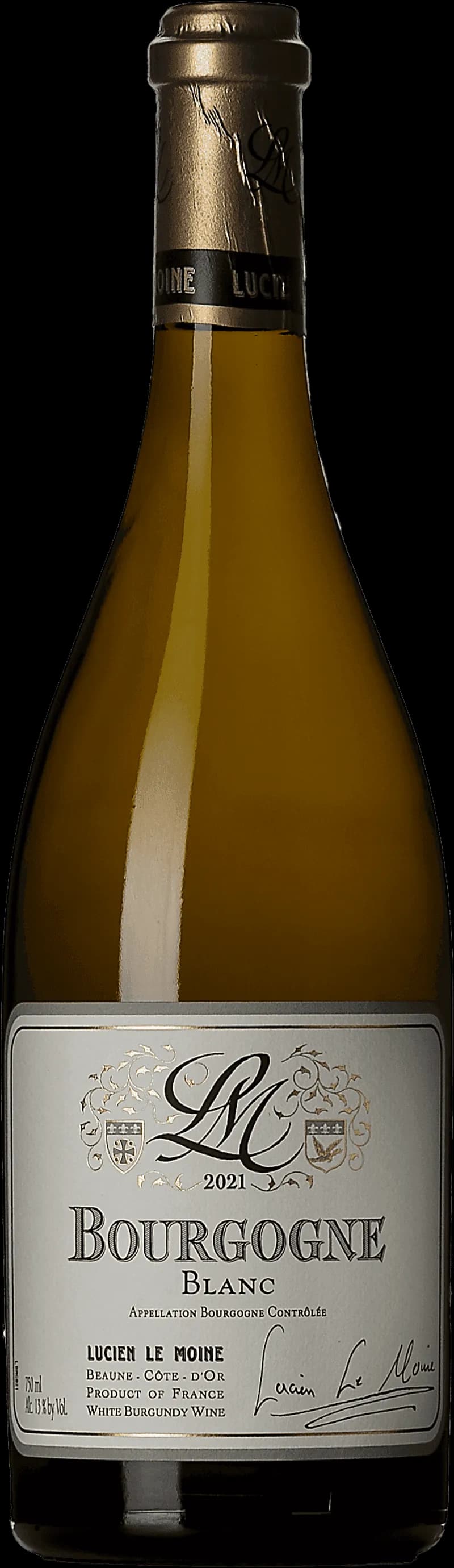 Ett glas bourgogne blanc vitt vin från Bourgogne, Frankrike.