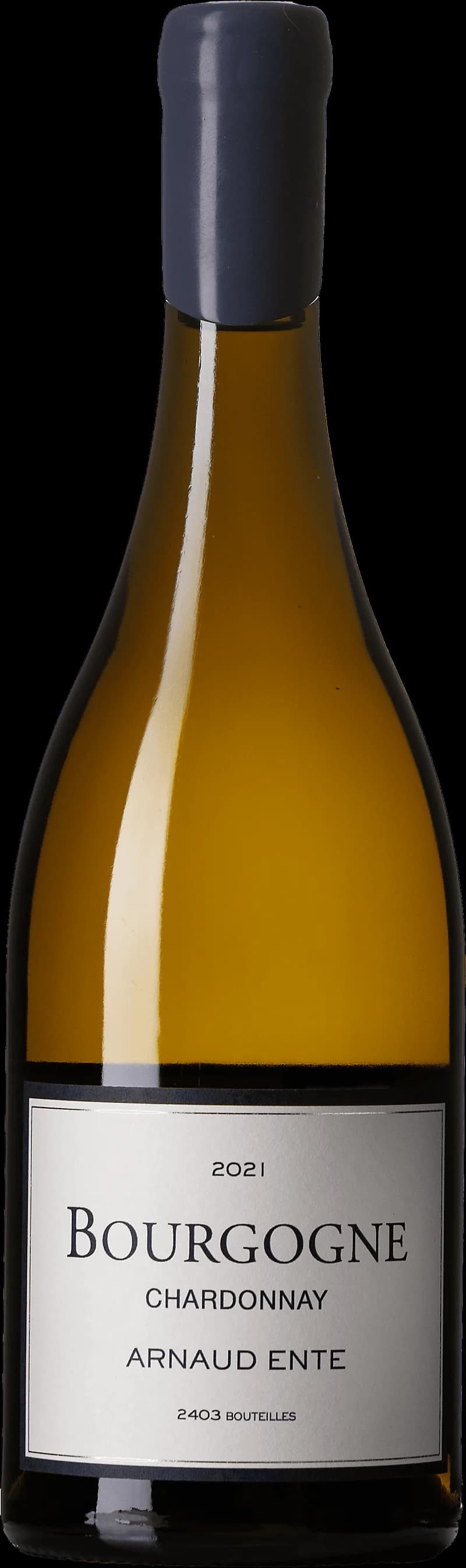 Flaska bourgogne chardonnay vitt vin på bordet