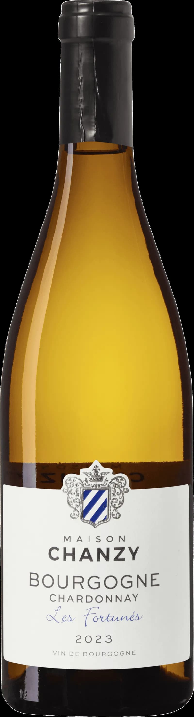 Flaska bourgogne vitt vin mot neutral bakgrund