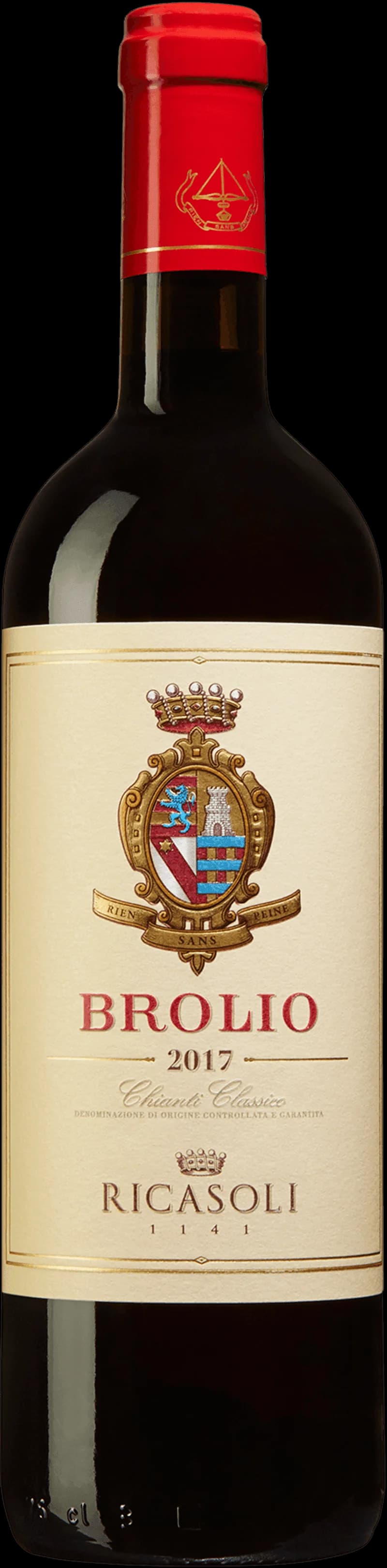 Flaska av Brolio rött vin på en bordsservering