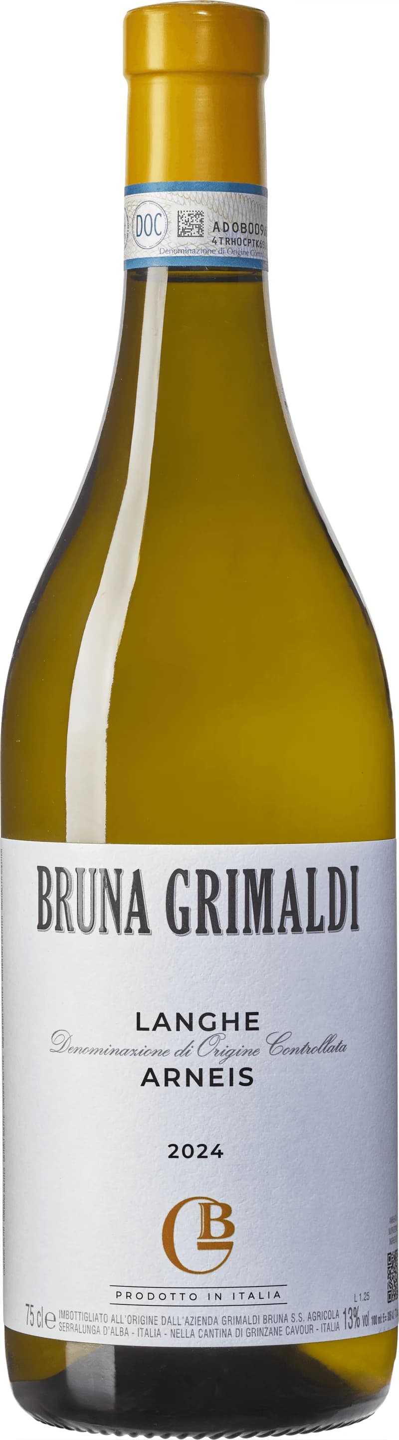 Flaska med vitt vin från Bruna Grimaldi